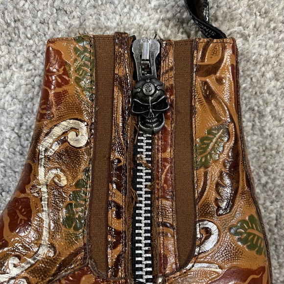 New Rock Leather Ankle Boots Womens 39 US 8 Floral Tooled Western M-GY501C-C3 - Picture 10 of 10